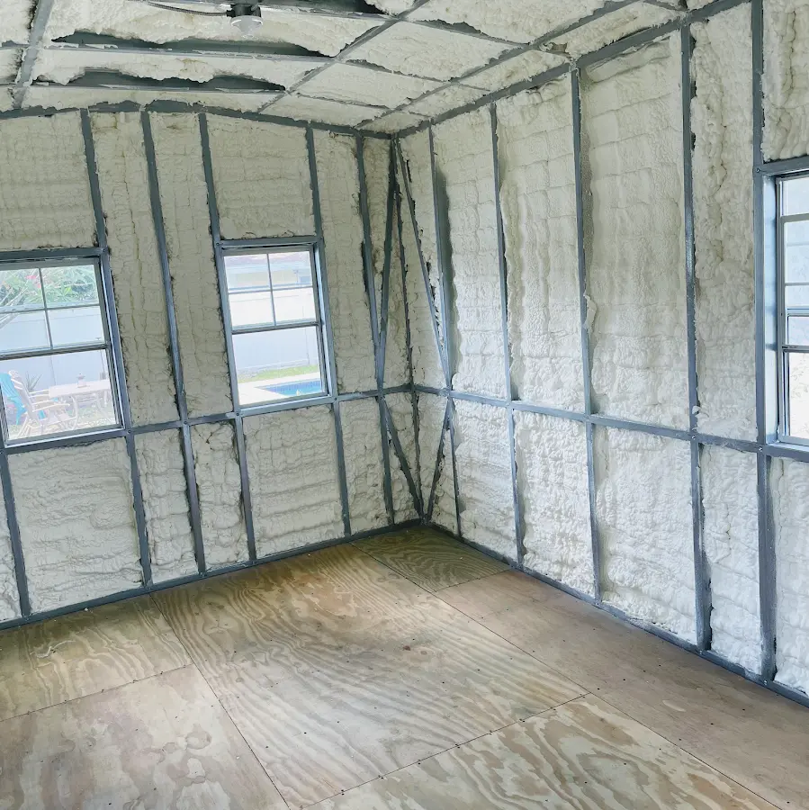 Closed-cell spray foam insulation applied to wall cavities in a residential project in West Sacramento
