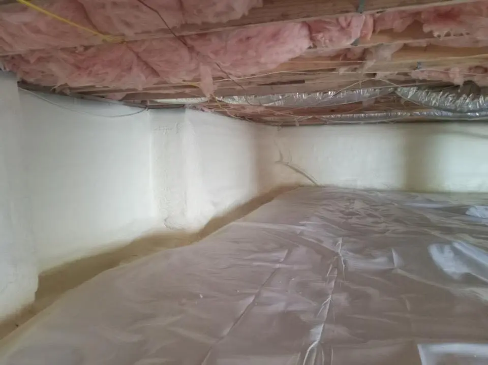 Crawl space encapsulation with closed-cell spray foam for Flat Roof Repair in West Sacramento